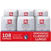 illy, Caffè in Capsule Iperespresso CLASSICO Lungo, 100% Arabica con Note di Fiori d'Arancio e Gelsomino, Gusto Morbido e Retrogusto Dolce, 6 Confezioni da 18 (108 Capsule Totali)
