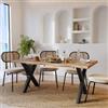 DEGHI Tavolo 180x90 cm top 5 cm in legno rovere chiaro e gambe a X in metallo nero - Swan