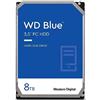 Western Digital WD Blue 8TB per Desktop, Hard Disk interno da 3.5", 5400 RPM Class, SATA 6 GB/s, Cache da 128 MB, Garanzia 2 anni