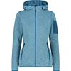 CMP Giacca in pile da donna Knit-Tech con cappuccio fisso 3h19826, b.blu-bianco, 52, B. blu-bianco, 58