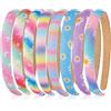 Nenjindz 8 Pezzi Cerchietto Arcobaleno Ragazza Bandiere Bimbi con Stelle Luna e Fiore Headband Glitter per Pasqua Festa Compleanno