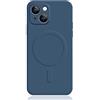 Mixroom - Custodia Cover per iPhone 13 Mini in TPU Silicone Morbido Compatibile con MagSafe Accessori con Cerchio Magnetico Integrato Blu Scuro