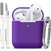 R-fun Custodia per Airpods 1a/2a generazione (2016/2019),Cover Airpods protettiva in morbido silicone con LED visibile sulla parte anteriore,con kit di pulizia,Viola