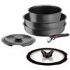 Tefal Ingenio Set 6 Pezzi Induzione Ghisa Alluminio Stufa Wok + Coperchio Vetro Pentola + Coperchio Ghisa Maniglia Rimovibile, Lavabile in Lavastoviglie Inspiration L867S604