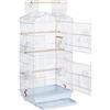 Yaheetech Gabbia Voliera per Uccelli Pappagalli Inseparabili Parrocchetti in Metallo e Posatoi in Legno 46 x 36 x 92 cm Bianca