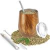 ROCKY&CHAO Mate Argentino - 8 Once Yerba Mate Set in Acciaio Inossidabile con Coperchio Senza BPA Due Cannucce Mate e Una Spazzola per la Pulizia - Per Bere Yerba Mate Argentino