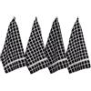 DII Asciugamani in Spugna di Cotone, 40,6 x 66 cm, Set da 4, Lavabili in Lavatrice e Ultra assorbenti, Colore Nero a Quadri