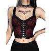 SEAUR Crop Top da Donna Y2k Gotico Senza Maniche con Scollo a V, Top Tank Cami, Top Club Party Streetwear Spaghetti Emo Grunge con Pizzo, S