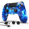 MUZELI Wireless Controller per PS4 Multipiattaforma Joystick per PS4/Pro/Slim/PC/iOS/Android/MacOS con Doppia Vibrazione/Sensore di Movimento a 6 assi/Jack Audio da 3,5 mm/Touch Pad Sensibile(Blu)