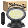 PICAA 5D Emergenza Faro da ricerca Led luce da lavoro,Base magnetica portatile Spot da 38W, Rotazione a 360° Lampada da lavoro a led con telecomando,Lampada per luci di guida 12V 24V per auto 4x4 SUV