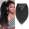 EINbeauty Kinky Straight Extension Clip Capelli Veri.8 pezzi 120g.Extension Capelli Veri Clip.Clip ins neri naturali per donne nere.10 pollici. 18 clip.