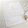 Superior - Set di tappeti per Il Bagno Antiscivolo in Cotone, 2 Pezzi, Bianco
