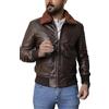 SHOP OF JACKETS LIMITED Bomber Aviator - Giacca da uomo in vera pelle, con colletto in pelliccia artificiale rimovibile, giacca in pelle invecchiata da uomo, Marrone, S