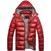 KAGAYD Giacca Piumino Uomo Bianco Cotone Cappuccio Caldo Piumino Outdoor Warm Trapuntato Inverno Outdoors Giacca Thick Lunga Rimovibile Antivento Cappotti Giubbotto New, rosso, XXL