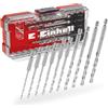 Einhell Set di punte da trapano in metallo originale Einhell S-CASE da 10 pezzi (in acciaio HSS 4241, codolo E 6,3, punta a spacco a 135°, spirale tipo N arrotolata, inclusa scatola di conservazione)
