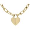 Fossil Collana da donna in acciaio inossidabile, tonalità oro, con chiusura a moschettone e ciondolo a forma di cuore, Oro giallo