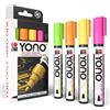 Marabu YONO 1240000004000 - Set di pennarelli fluorescenti con punta rotonda giapponese da 1,5 a 3 mm, a base d'acqua, resistenti alla luce e all'acqua, per quasi tutte le superfici