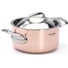 De Buyer 6442,16-Pentola con coperchio, in rame, con manici in ghisa d'acciaio Inox, diametro 16 cm