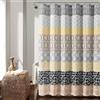 Lush Decor Tenda da doccia a righe bohémien, 183 x 183 cm, giallo e grigio