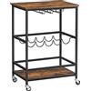 VASAGLE Carrello da Cucina, Carrello Portavivande, Scaffale da Cucina con Ruote, Porta Bicchieri e Bottiglie, 40 x 60 x 82 cm, Stile Industriale, Marrone Vintage e Nero LRC087B01