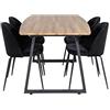 Venture Home GR20290 Wrinkles & Inca Gastronomia Scrivania con Velluto 4 Sedia, 160 cm Lunghezza x 85 cm Larghezza x 75.5 cm Altezza, Nero