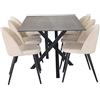 Venture Home GR745 Piazza & Velvet Gastronomia Scrivania con 6 Sedia, 180 cm Lunghezza x 90 cm Larghezza x 75 cm Altezza, Nero/Beige