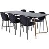 Venture Home GR22112 Vault & Pippi Gastronomia Scrivania con 6 Sedia, 190 cm Lunghezza x 90 cm Larghezza x 74 cm Altezza, Nero