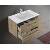 Mama Store IRIS 80 - Mobile Bagno Sospeso IN KIT DA MONTARE 80 CM QUERCIA NATURALE con Lavabo, Specchio e Lampada LED, L.81 X P.47 X H.53 cm