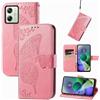 JIUNINE Cover per Motorola Moto G54 5G, Custodia Interno TPU Antiurto Portafoglio con Disegni di Farfalla [Carta Fessura] [Supporto Stand] Cover Libro in PU Pelle per Motorola G54 5G, Rosa