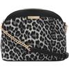 FashionPuzzle Borsa a tracolla piccola a cupola con stampa leopardata e cinturino a catena, Nero Classico/Nero, Taglia unica