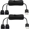 PNGKNYOCN Cavo adattatore di alimentazione per ventola USB da 40 cm a doppio 3 pin / 4 pin PWM 5V USB rivestito, con interruttore ON/OFF (confezione da 2)
