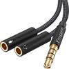 Froggen Cavo Audio Splitter 3.5, Adattatore Jack 3.5mm Maschio a Doppia 3.5mm Femmina Sdoppiatore Microfono Cuffie Cavo Maschio a Femmina Y Jack per Cuffie, Smartphone, PC ecc.20 cm