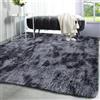 ASIinnsy Tappeto Salotto Moderno Pelo Lungo Shaggy Tappeto Peloso Grigio Morbido Soffice Antiscivolo Tappeti Soggiorno Moderni Grandi Tappeto per Camera da Letto (200 x 200 cm, Nero Grigio)