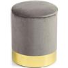 Montemaggi - Pouf in velluto con contenitore e base dorata, 31 x 31 x 39 cm, colore: tortora