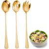 APOMOONS Posate per Insalata,Cucchiaio da Insalata,Forchetta da Insalata Posate per Insalata in Acciaio Inossidabile Kit de Posate da Insalata Adatto per Cucina Hotel Ristorante Festa 3 PCS (Oro)