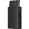 VULKIT Porta Carte di Credito Bloccante RFID Portafoglio di Carte Pop Up in Vera Pelle con Scomparto per Banconote, Finestra di Identificazione, Tasca per Monete e Chiusura Magnetica, Fibra di
