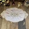Mausouca Elegante in velluto, Tovagliette da tavolo in pizzo,vintage francese tovaglietta ricamata per tazze, piante in vaso, vasi, tovaglie (dimensioni: 55 x 35 cm) (rosa)