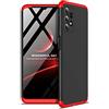 ZSCHAO Cover per Samsung Galaxy A32 5G 360 Gradi Slim Sottile Antiurto +Vetro temperato Custodia Cover Compatibile con Samsung Galaxy A32 5G Rigida Full Libro Opaco Integrale Case Bumper Nero+Rossa