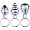 QIJIHE Mini Taglie Spine Anali Piccolo Filo Mini Bulb Plug Anale con Pull Ring In Acciaio Inox Plug Anale Set per Uomini e Donne Butt plug Principiante (L+Fi+La)