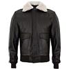 Infinity Leather Uomini A2 Marrone Nappa Bomber Giacca in Pelle con Collo in Montone Staccabile 5XL