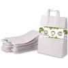 GREENBOX Sacchetti di carta bianca con manico, sacchetti di carta ecologica in carta kraft, sacchetti regalo biodegradabili, compostabili, 25 sacchetti di carta bianca con manico, 26 x 12 x 35 cm