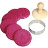 Rayher 28858000 Kit Stampi per biscotti, set timbri in silicone, decorazioni dolci, con manico in legno, 8 pz., diametro 7 cm.