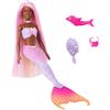 Barbie - Sirena Brooklyn, Bambola con Lunghi Capelli Rosa e Funzione Cambia Colore in Acqua, Cucciolo di Delfino e Accessori per Lo Styling Inclusi, Giocattolo per Bambini, 3+ Anni, HRP98