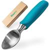 BlauKe Cucchiaio per Gelato in Acciaio Inox - Dosatore Professionale per Gelato con Comoda Impugnatura in Gomma Antiscivolo - Porzionatore per Gelato Lavabile in Lavastoviglie - Ice Cream Scoop - BlauKe