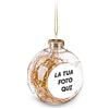 Fashion Graphic Palla pallina di Natale Grande 8cm Personalizzata con Foto Immagine 5cm Stampa Vari Colori Idea Regalo (Trasparente oro)