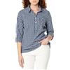 Tommy Hilfiger Camicetta da donna Casual Check Roll Tab Manica lunga, Vero blu multicolore., M