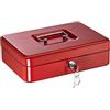 Alco-Albert 842-12 - Cassetta portavalori, in lamiera d'acciaio, a cilindro e 2 chiavi, 250 x 170 x 75 mm, Rosso (rot)