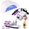 081 store - kit ricostruzione unghie completo, lampada unghie uv led 48w, fresa unghie professionale 20000 giri, kit gel Lidan, 100 cartine unghie dorate per ricostruzione