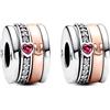 Annmors 925 Sterling Silver Clips Distanziatore Catena di Sicurezza Ferma Ciondoli Ciondolo in Vetro di Murano per Donna Bracciale Collana Gioielli Regalo