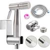ABSOK Kit per bidet con doccetta a 2 modalità in acciaio inox, per bidet, WC, doccia, con deviatore a 2 vie, tubo flessibile da 1,5 m e supporto per doccetta
